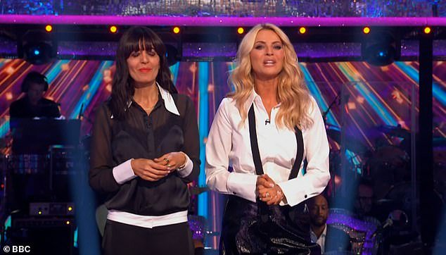 Tess Daly and Claudia Winkleman unite for Strictly live show as Daly rocks a bold look in black PVC trousers