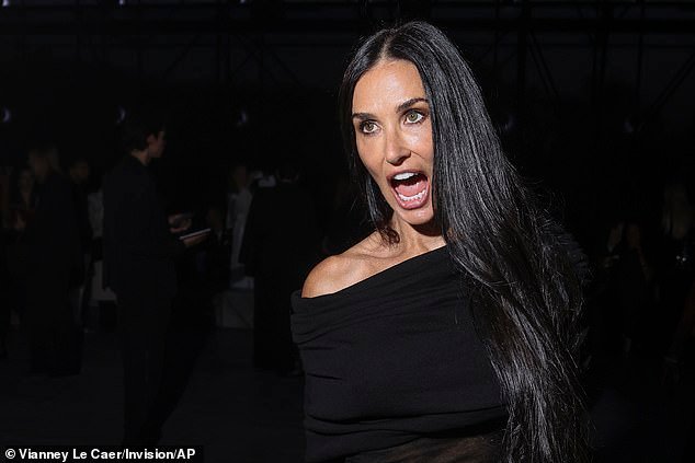 Demi Moore Stuns at Saint Laurent Show in Paris Fashion Week, Sporting Various Impressive Looks