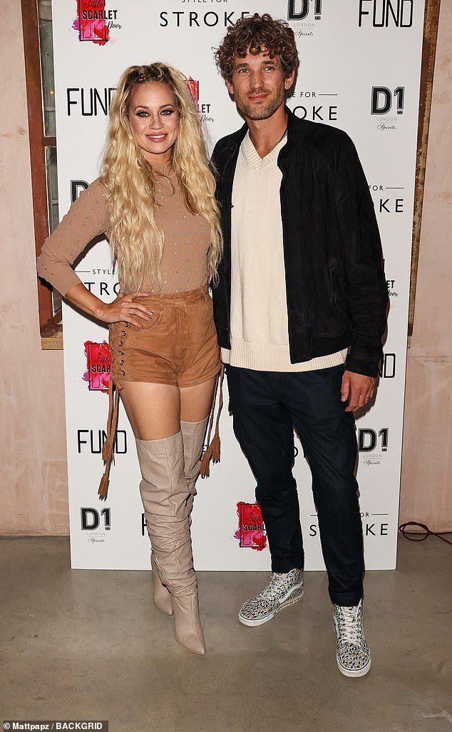 Kimberley Wyatt and Husband Max Rogers Flaunt Chic Style at Style For Stroke Launch, Sporting Brown Shorts and Beige Boots