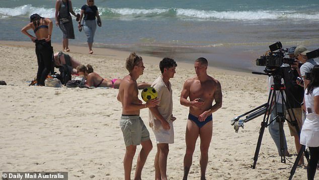 Made in Chelsea stars Hugo Mackenzie-Wood, Sam Prince and David ‘Temps’ Templer capture scenes at Bondi Beach in Sydney for reality show spin-off