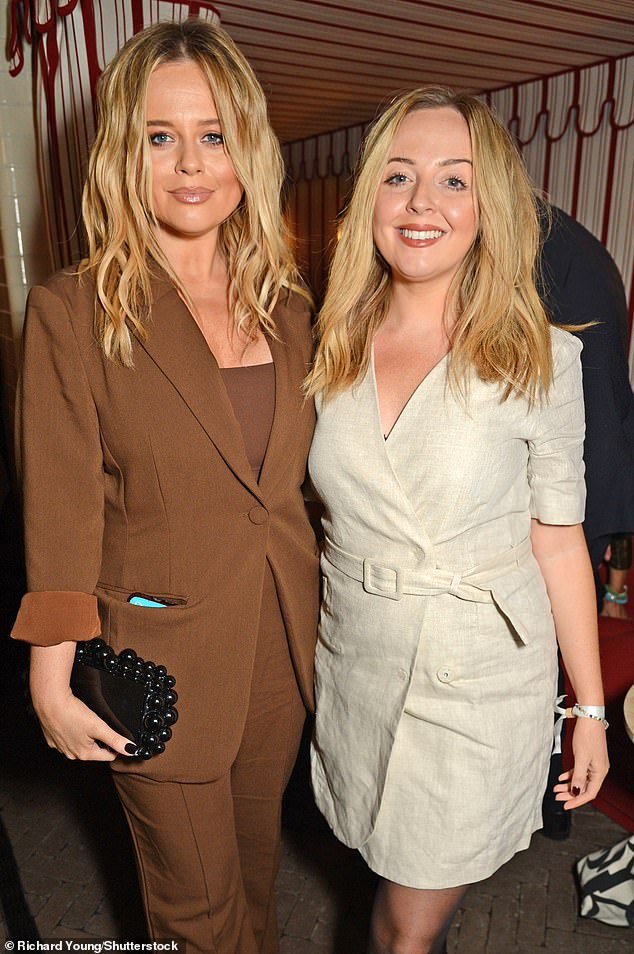 Emily Atack stuns in a stylish brown suit as she attends Dolly Alderton’s book launch with her lookalike sister Martha in Mayfair