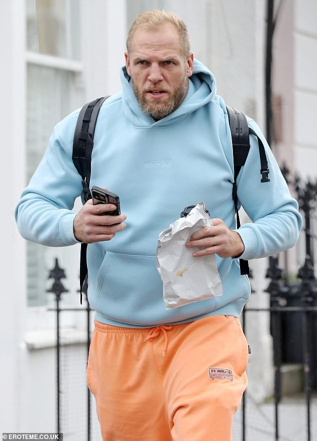 James Haskell appears tense as he tightly holds his phone while out in London amid latest allegations in Chloe Madeley split