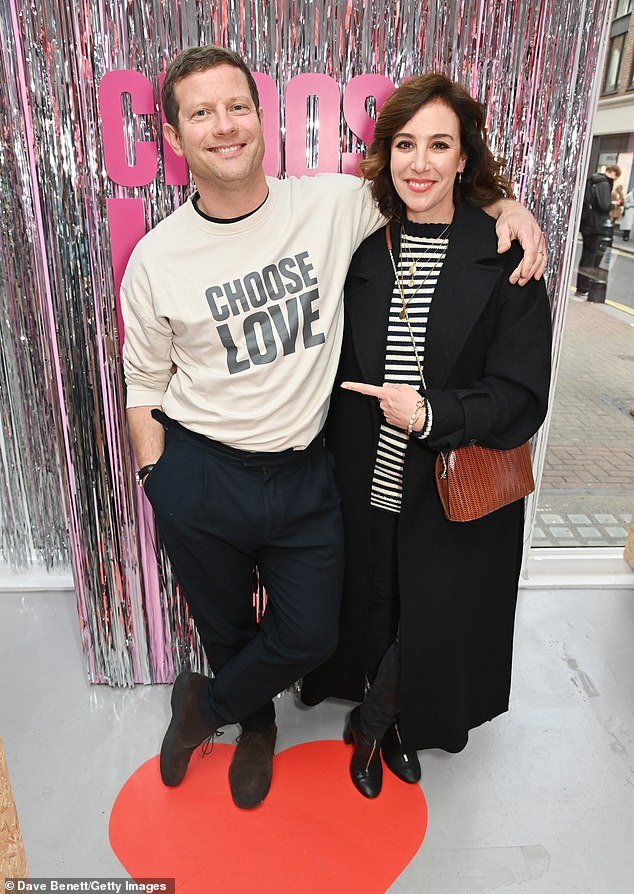 Dermot O’Leary and wife Dee Koppang make a rare public appearance together at charity fashion event, looking close and happy