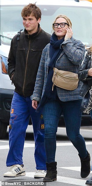 Kate Winslet and son Joe, 19, enjoy a rare public outing in NYC and he looks just like director dad Sam Mendes