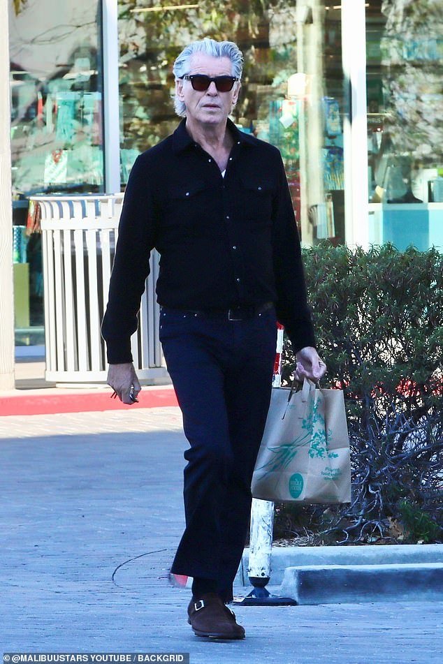 Pierce Brosnan, 70, stylishly heads out for shopping in Malibu in a black shirt and trousers