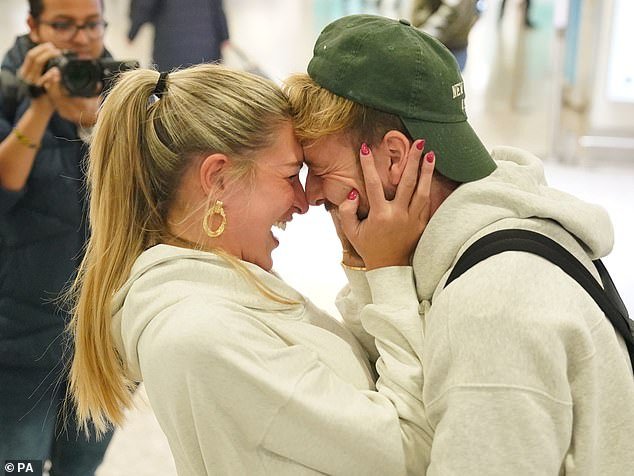 Sam Thompson, winner of I’m A Celeb, has an emotional reunion with girlfriend Zara McDermott as he returns to London after triumphant jungle stint