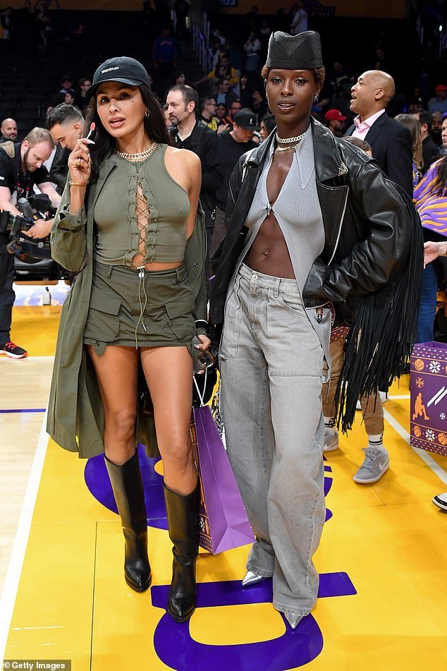 Jodie Turner-Smith shows off her toned midriff at Lakers game with best friend Nancy Gomez following ex Joshua Jackson’s new romance with Lupita Nyong’o