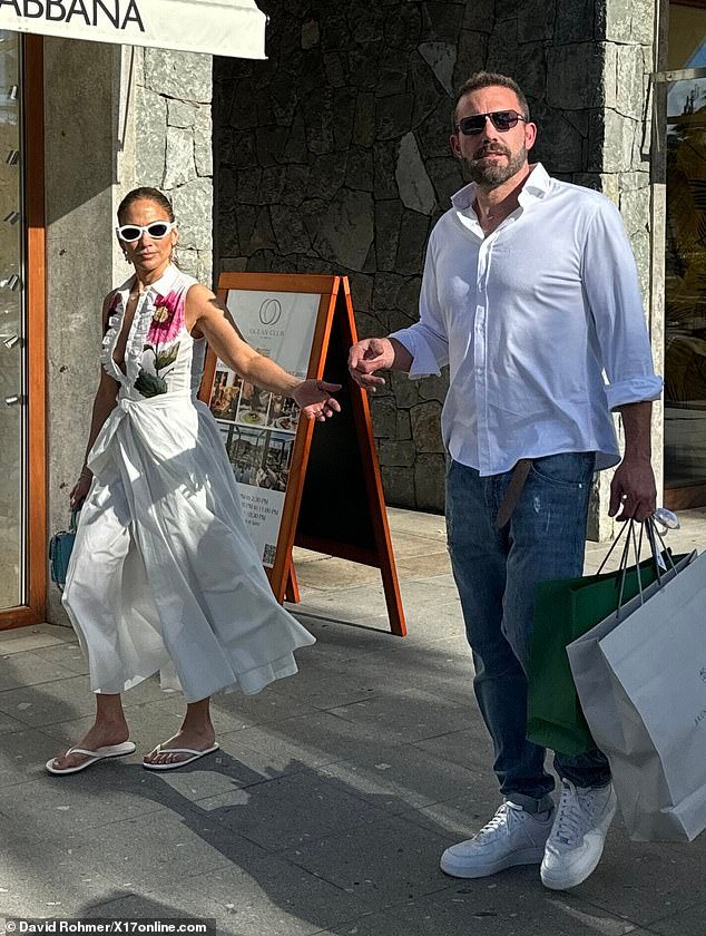 Jennifer Lopez and Ben Affleck Coordinate in White Looks Holding Hands During St. Barts Retreat