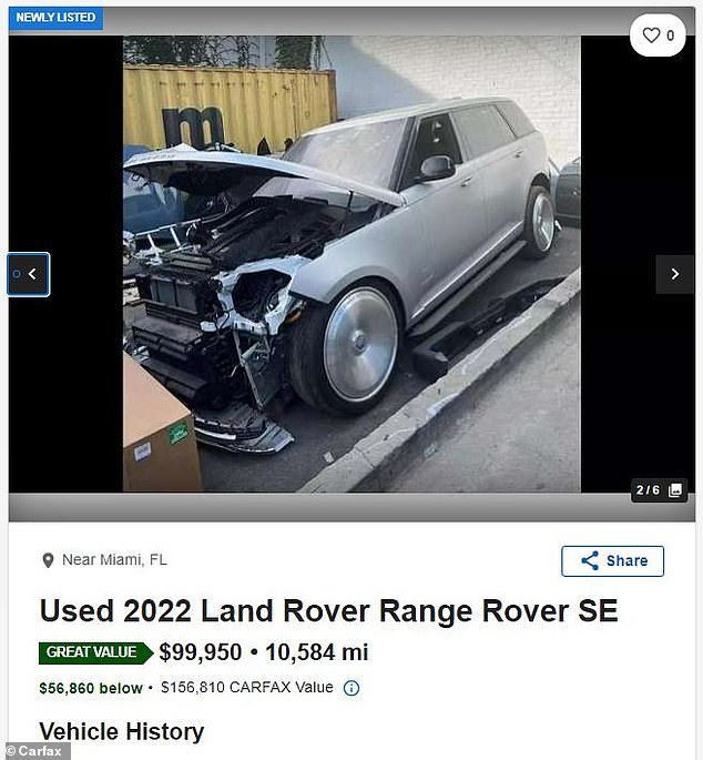 Kim Kardashian’s 2022 Range Rover Listed on Carfax Following Severe Accident, Yet Remains Priced at 0K