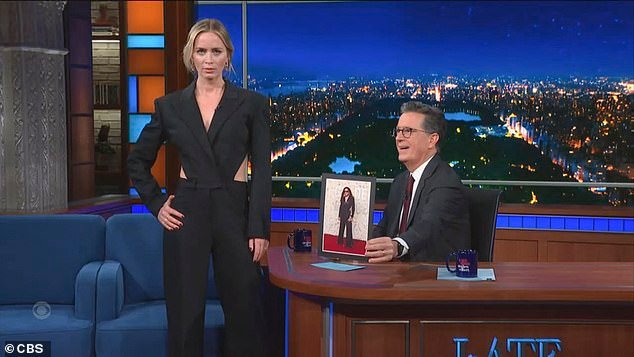 Emily Blunt dons Lenny Kravitz’s Golden Globes suit for late-night TV appearance, remains tight-lipped about infamous ‘divorce’ video