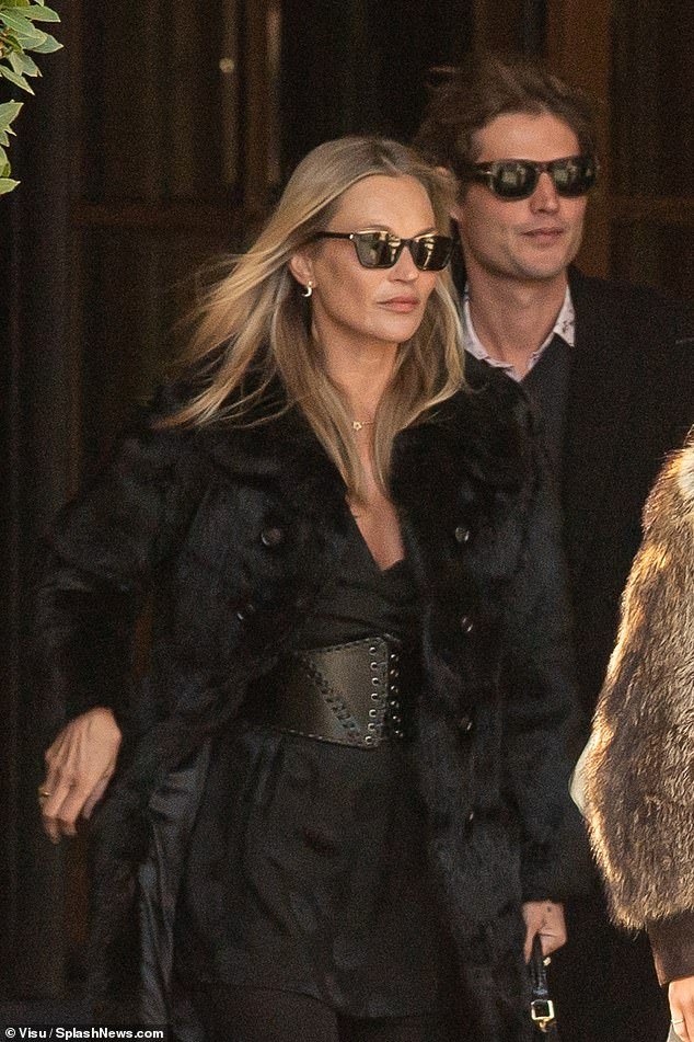 Kate Moss celebrates her 50th birthday with a brunch, receiving gifts from boyfriend Nikolai von Bismarck, 37, and daughter Lila, 21, before her party at the Ritz in Paris