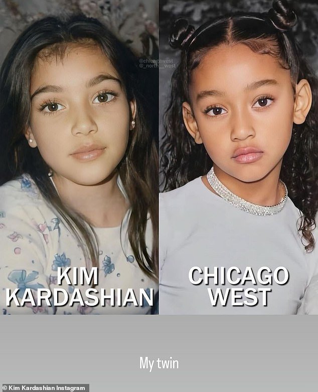 Kim Kardashian shares strikingly similar childhood photo of daughter Chicago, highlighting their uncanny resemblance