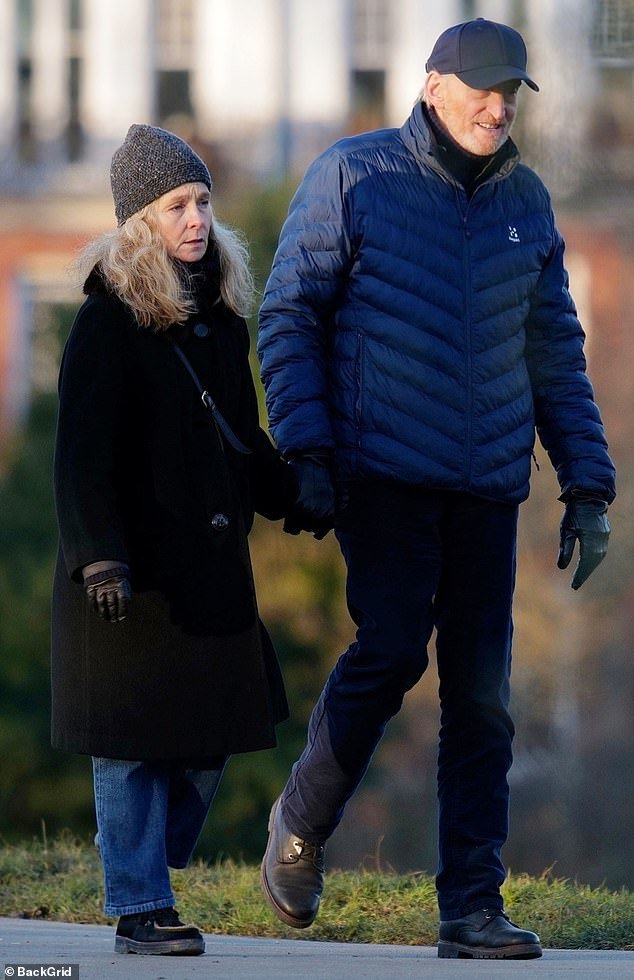 Charles Dance, 77, and girlfriend Alessandra Masi, 55, enjoy a cozy hand-in-hand walk through a London park