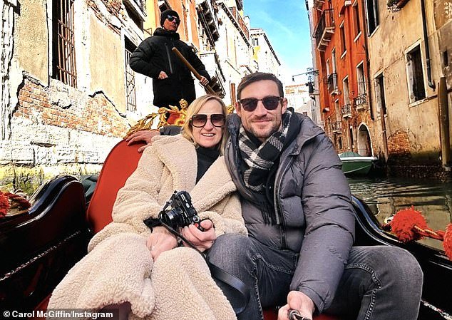 Carol McGiffin, 63, and husband Mark Cassidy, 42, celebrate his birthday in Venice, cosying up on a gondola