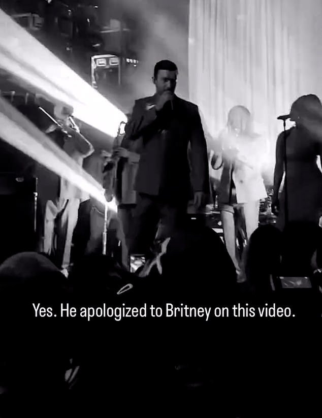 Justin Timberlake Acknowledges Britney Spears’ Apology During His Concert Following Her Apology for Memoir Comments