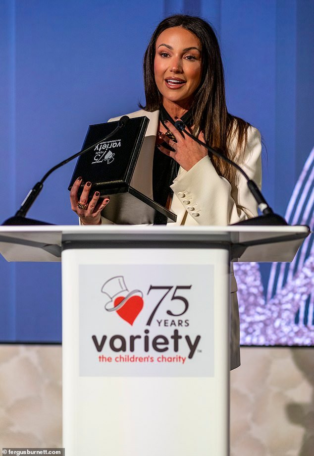 Michelle Keegan wins global TV achievement award in a stylish white blazer following success of Netflix thriller Fool Me Once