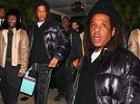 Jay-Z, Lil Uzi Vert, and Corey Gamble accompany each other as they leave an exclusive West Hollywood club