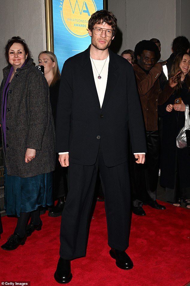 James Norton appears dejected at the WhatsOnStage awards after his first public appearance since his breakup with ex fiancée Imogen Poots.