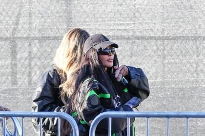 Kim Kardashian sports bandaged fingers and edgy leather outfit as she attends Super Bowl LVIII with her family in Las Vegas