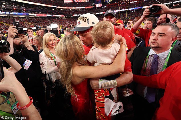 Patrick Mahomes Celebrates Sweet Victory with Wife and Kids at Super Bowl 2024