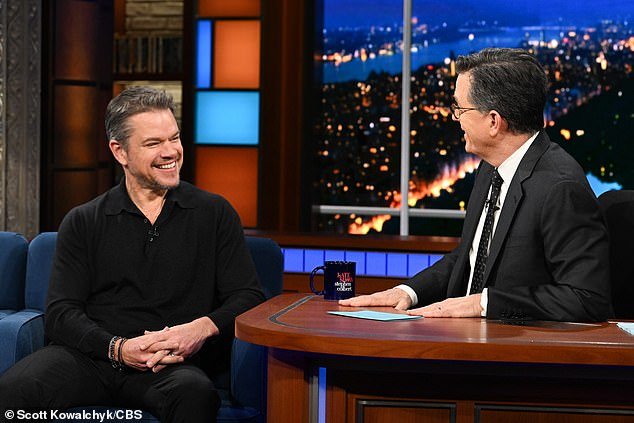 Matt Damon discusses the making of the star-studded Dunkin’ Donuts Super Bowl commercial on The Late Show With Stephen Colbert