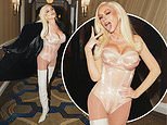 Christina Aguilera, 43, flaunts her slim physique in a pink leotard and sticks out her tongue ahead of Valentine’s Day