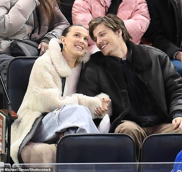 Millie Bobby Brown and Fiancé Jake Bongiovi Enjoy a Date Night at New York Rangers’ Ice Hockey Match in Salt Lake City