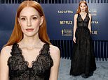 Jessica Chastain stuns in gothic glamour at SAG Awards 2024 in plunging black lace gown