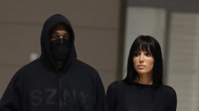 Bianca Censori Struts in Bold Bodysuit at Busy South Korean Airport