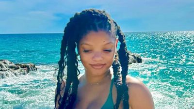 Halle Bailey Flaunts Underboob in Tiny Bikini During Beach Getaway