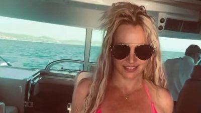 Britney Spears Snuggles Mystery Man in Pink Bikini on Yacht