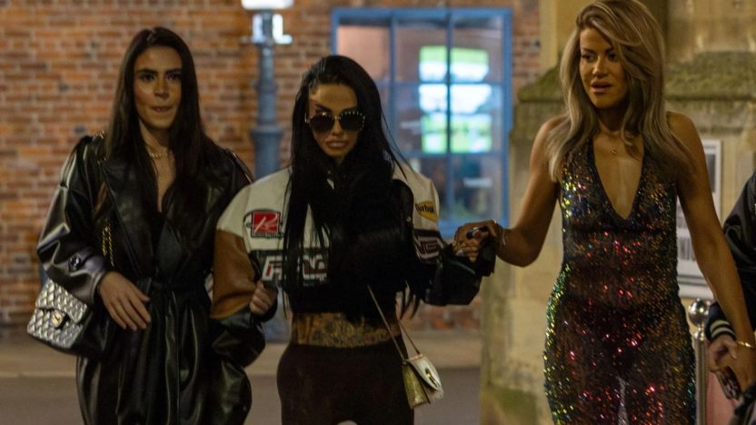 Katie Price Wobbles in See-Through Leggings at Towie Star’s Launch with Celebrity Support