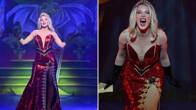Helen Flanagan Becomes Wicked Queen in Plunging Dress for Pantomime