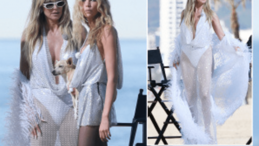 Heidi Klum and Stella Maxwell Shine in Silver While Filming Germany’s Next Topmodel on the Beach