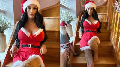Katie Price Flaunts Weight Loss and Tattoos in Mrs. Claus Outfit